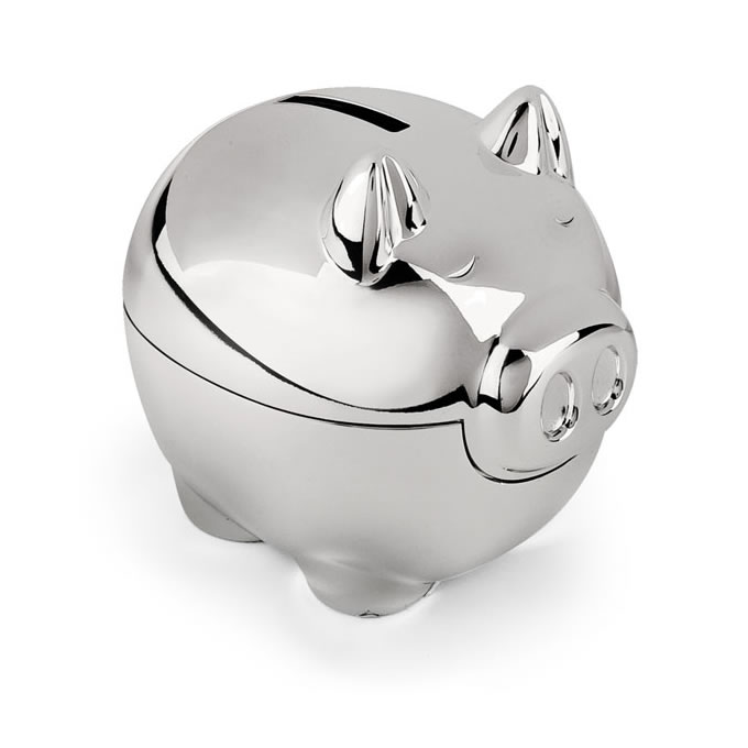 Engraved Silver Plated Piggy Bank