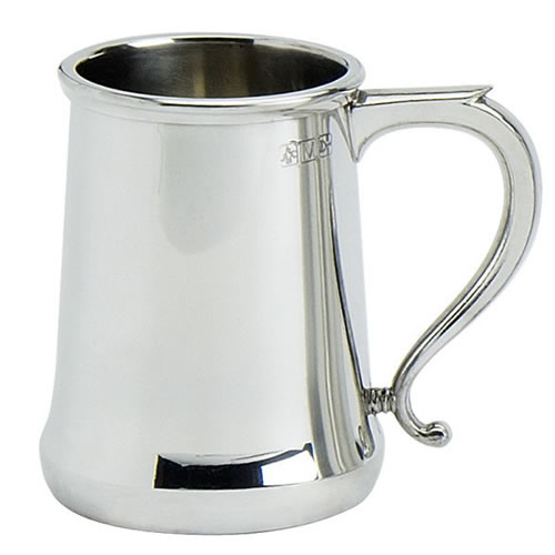 Engraved Fine Quality Cast Pewter Pint Tankard