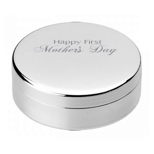 First Mother's Day Silver Round Jewel Case