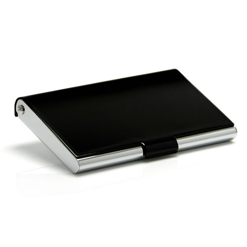 Engraved Black and Silver Business Cards Case