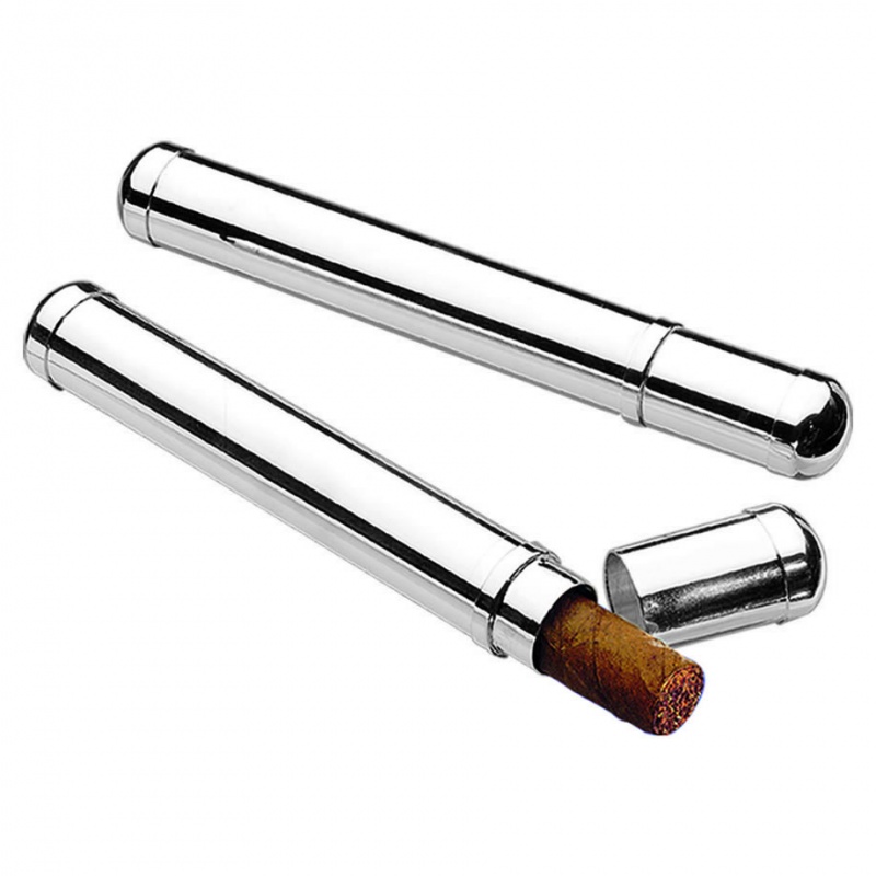 Engraved Silver Plated Bullet Shape Cigar Holder