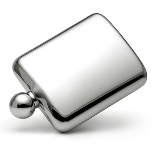 Engraved 6oz Stainless Steel Hip Flask with Ball Cap