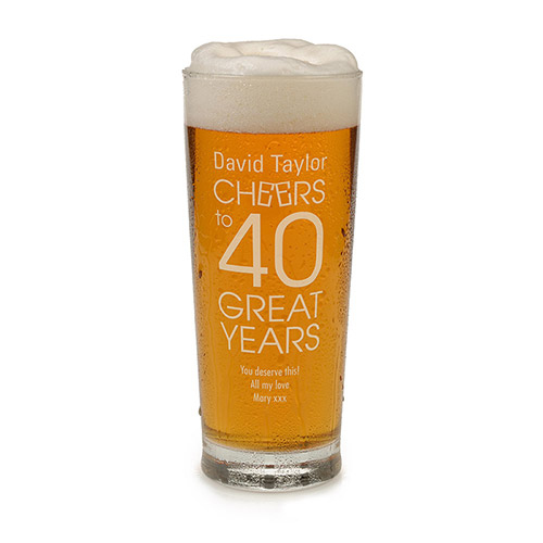 Personalised Beer Glass - Cheers to 40 Great Years